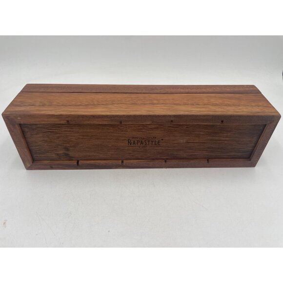 NapaStyle Acacia Wood Spice & Tea Box With Dividers - Picture 4 of 11
